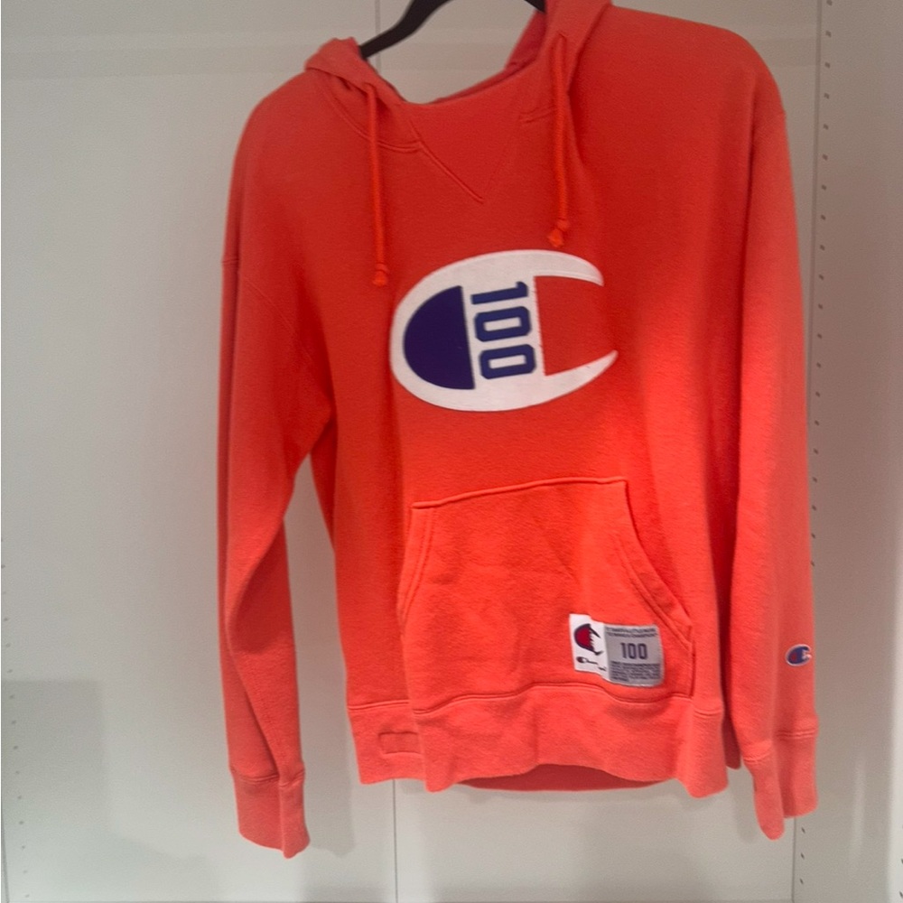 Champion Orange Hoodie with Logo